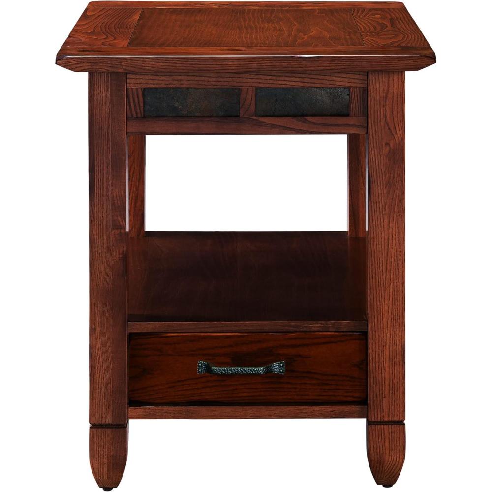 imageLeick Home 10907 Slatestone One Drawer Rustic Oak End Table Distressed Rustic OakRustic Oak