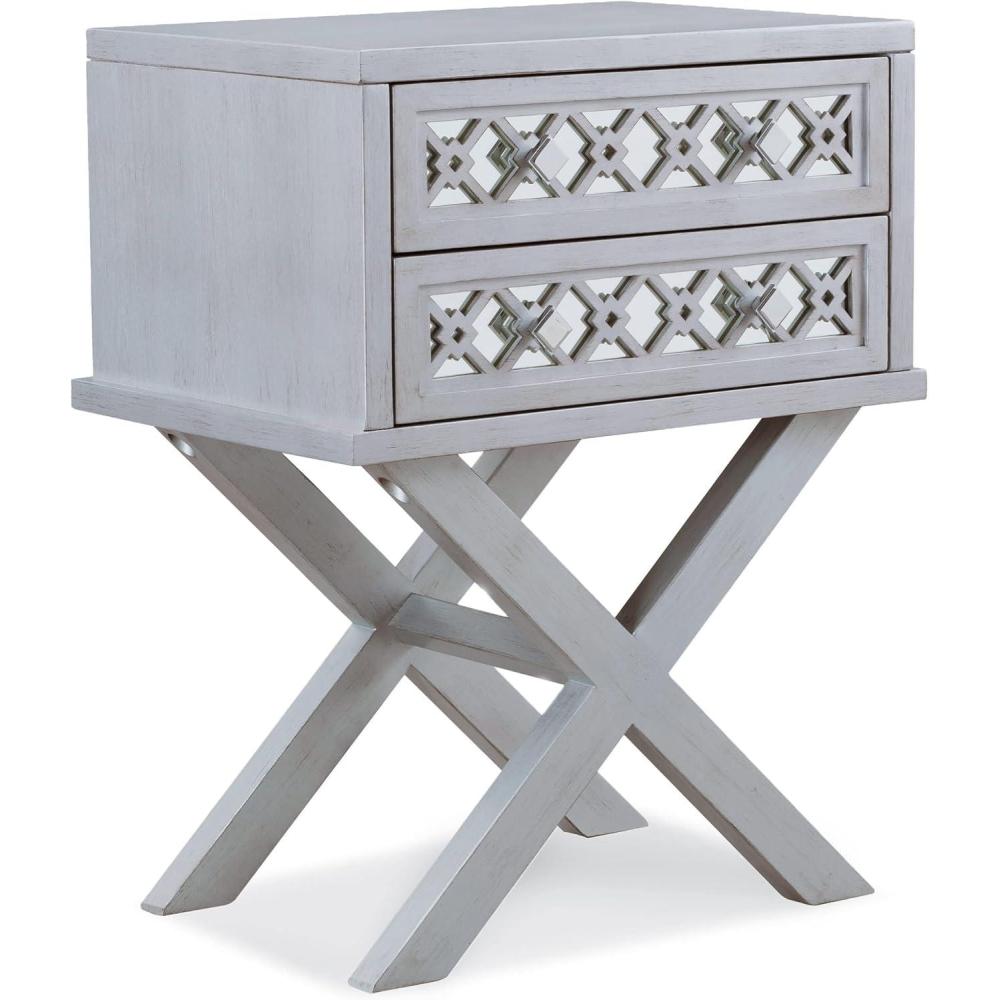 imageLeick Home 11222 Ironcraft Solid Wood Nightstand with Drawer and Shelf Mission Oak Brown and Black Metal Perfect for Bedrooms Living Rooms and Small SpacesSilver Leaf