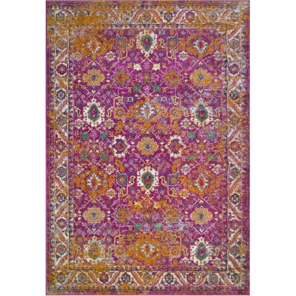 imageLeick Home 594234 Laraline Vintage Turkish Medallion Collage Faded Fuchsia Living Room Bedroom Area Rug Rectangle 53 x 77