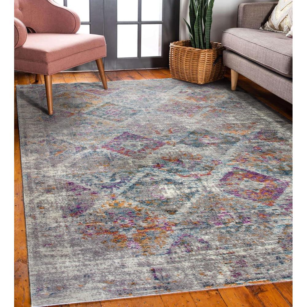 imageLeick Home 594606 Zielle Soft Shag Painterly Modern Rug Gray Living Room Bedroom Area Rug Rectangle 67 x 96