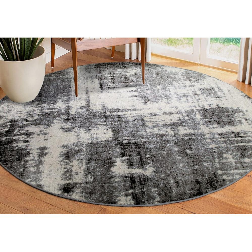 imageLeick Home 596106 Oryn Vintage Multicolor Medallion Boho Chic Living Room Bedroom Area Rug 53 RoundBlackGray