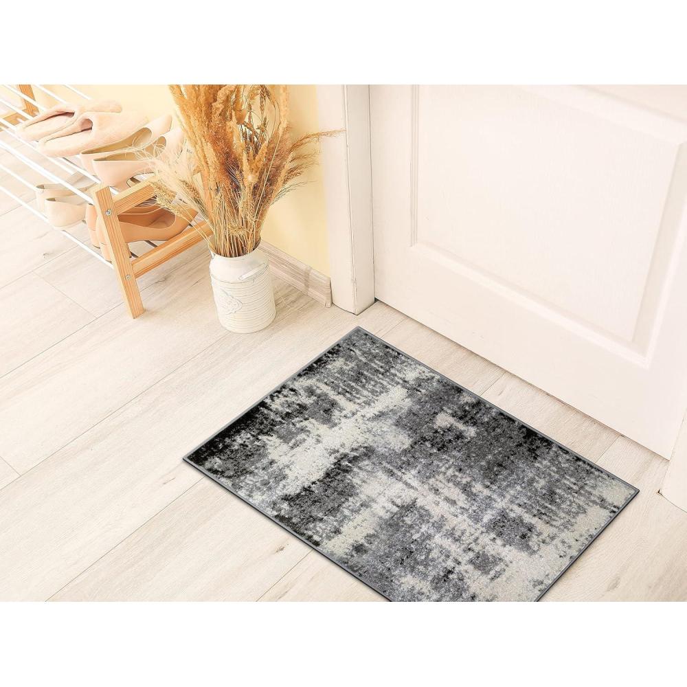 imageLeick Home 596353 Allerick Runner Vintage Monochromatic Abstract Gray Living Room Bedroom Dining Room Area Rug Runner 22 x 10BlackGray