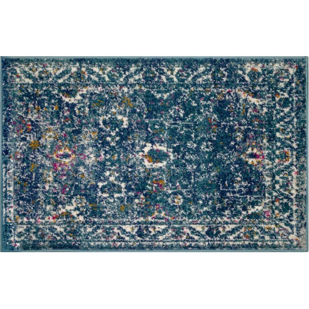 imageLeick Home 596353 Allerick Runner Vintage Monochromatic Abstract Gray Living Room Bedroom Dining Room Area Rug Runner 22 x 10Blue