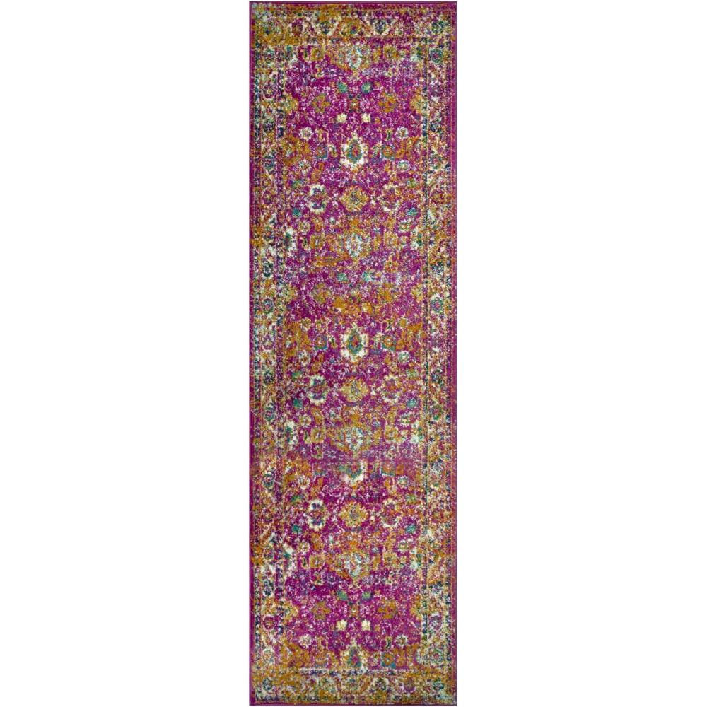 imageLeick Home 596353 Allerick Runner Vintage Monochromatic Abstract Gray Living Room Bedroom Dining Room Area Rug Runner 22 x 10Fuchsia