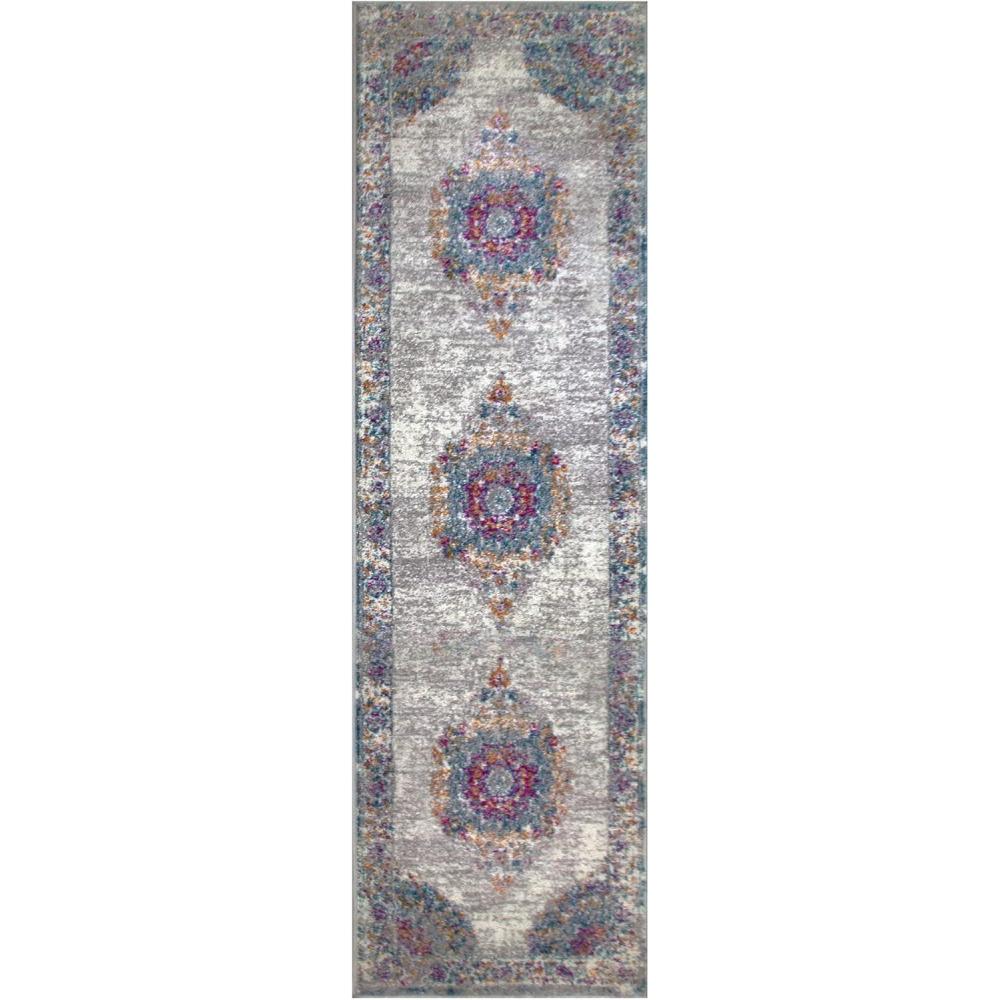 imageLeick Home 596353 Allerick Runner Vintage Monochromatic Abstract Gray Living Room Bedroom Dining Room Area Rug Runner 22 x 10FuchsiaTan