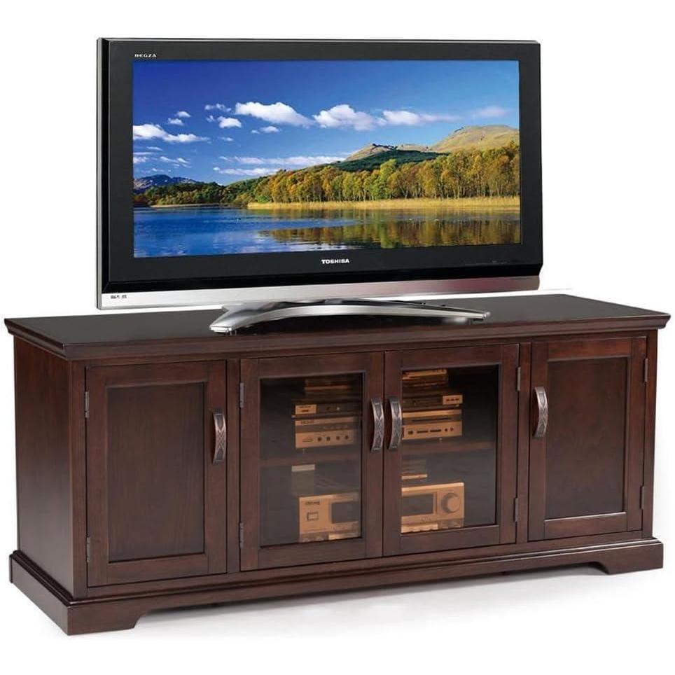 imageLeick Home 84360 Ender Mixed Metal and Wood TV Stand for 65 TVs Smoke and Gunmetal GrayChocolate Cherry Bronze