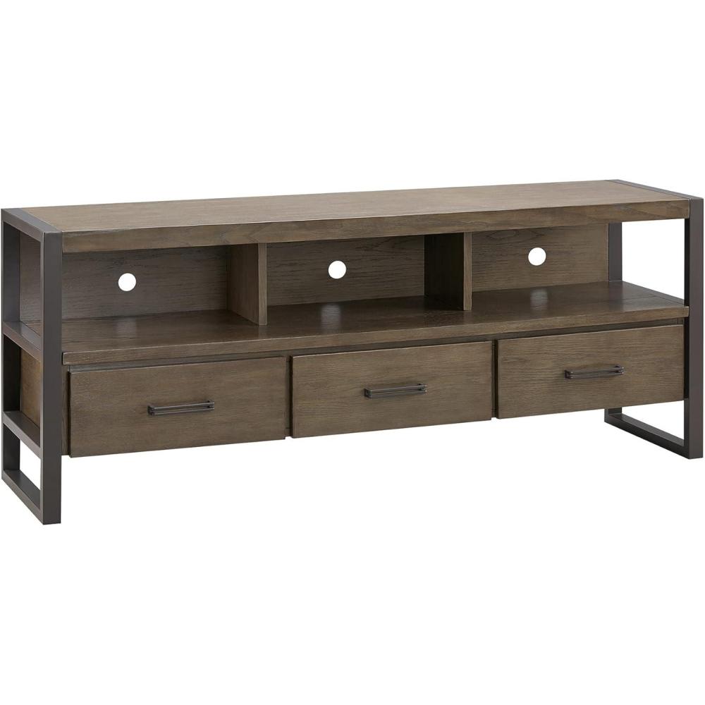 imageLeick Home 84360 Ender Mixed Metal and Wood TV Stand for 65 TVs Smoke and Gunmetal GraySmoke Gray  Gunmetal