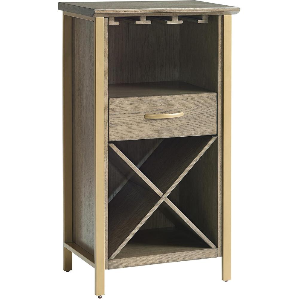 imageLeick Home 9061SL Mission Wine Stand with Glass and Bottle Storage Two Drawer for Buffet Dining Room Living Room Kitchen Slate Black FinishDune