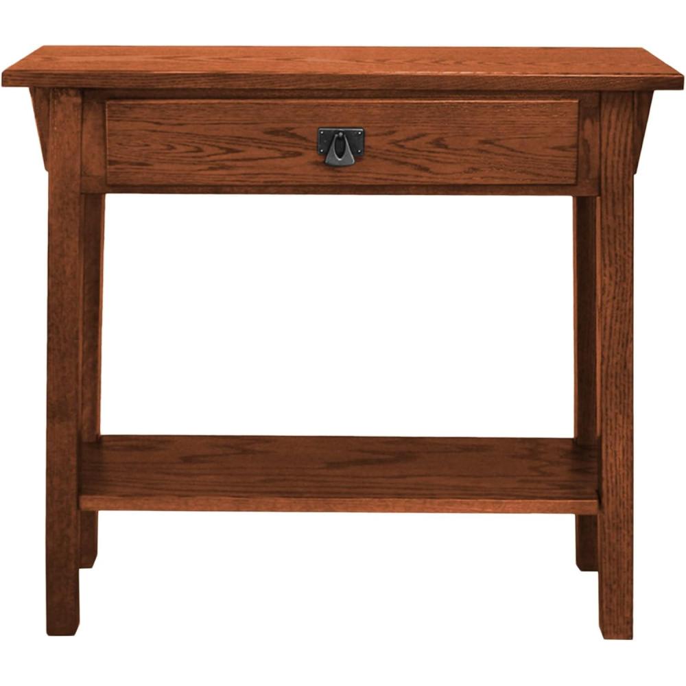 imageLeick Home Boa Console Table Solid Wood Bottom Display Shelf Narrow Depth EasyAssembly For Living RoomHallway Chocolate Cherry 380 in W x 140 in D x 300 in H 10332Russet