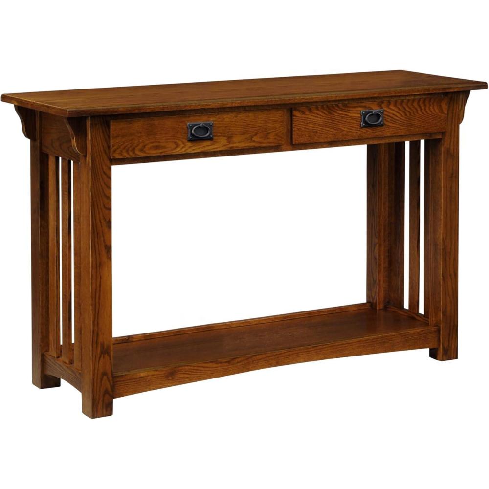 imageLeick Home Boa Console Table Solid Wood Bottom Display Shelf Narrow Depth EasyAssembly For Living RoomHallway Chocolate Cherry 380 in W x 140 in D x 300 in H 10332Medium Oak Blackened