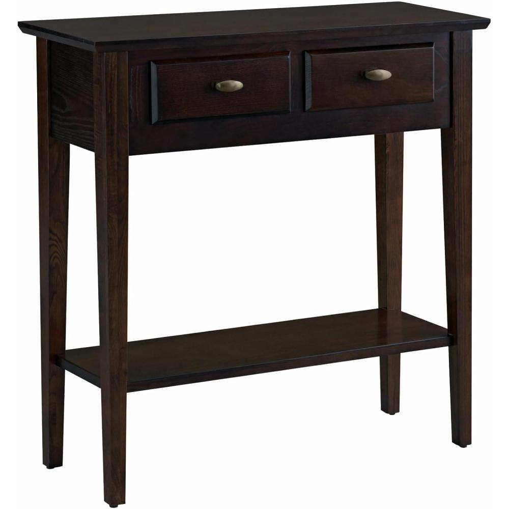 imageLeick Home Boa Console Table Solid Wood Bottom Display Shelf Narrow Depth EasyAssembly For Living RoomHallway Chocolate Cherry 380 in W x 140 in D x 300 in H 10332Chocolate Oak