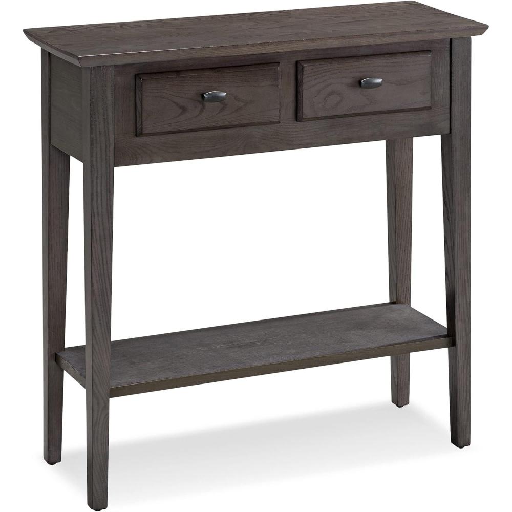 imageLeick Home Boa Console Table Solid Wood Bottom Display Shelf Narrow Depth EasyAssembly For Living RoomHallway Chocolate Cherry 380 in W x 140 in D x 300 in H 10332Smoke Gray Matte Black