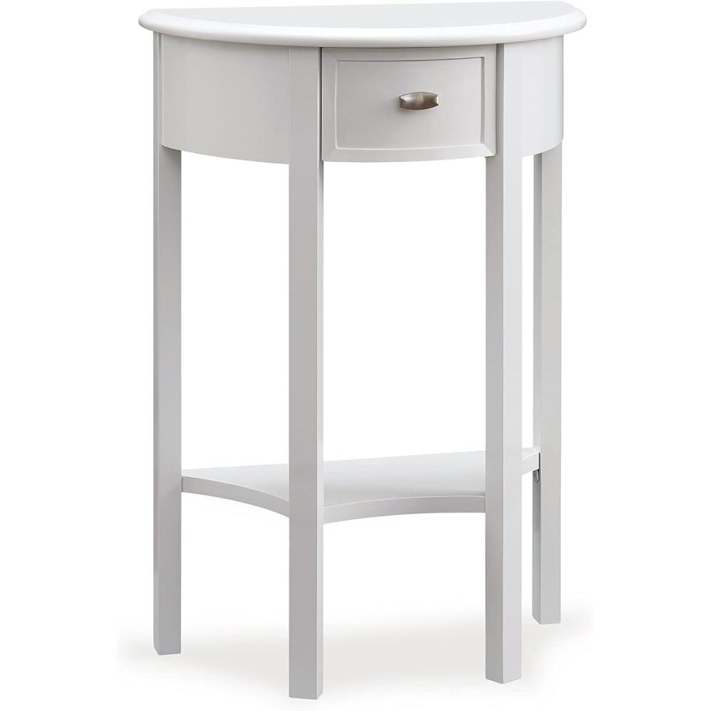 imageLeick Home Boa Console Table Solid Wood Bottom Display Shelf Narrow Depth EasyAssembly For Living RoomHallway Chocolate Cherry 380 in W x 140 in D x 300 in H 10332Cottage White
