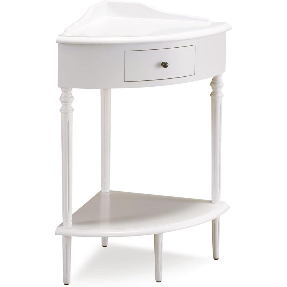 imageLeick Home Coastal Console Table Solid Wood with Drawer and Shelf for Entryways Hallways and Living Rooms Pecan Brown 20027PCCottage White