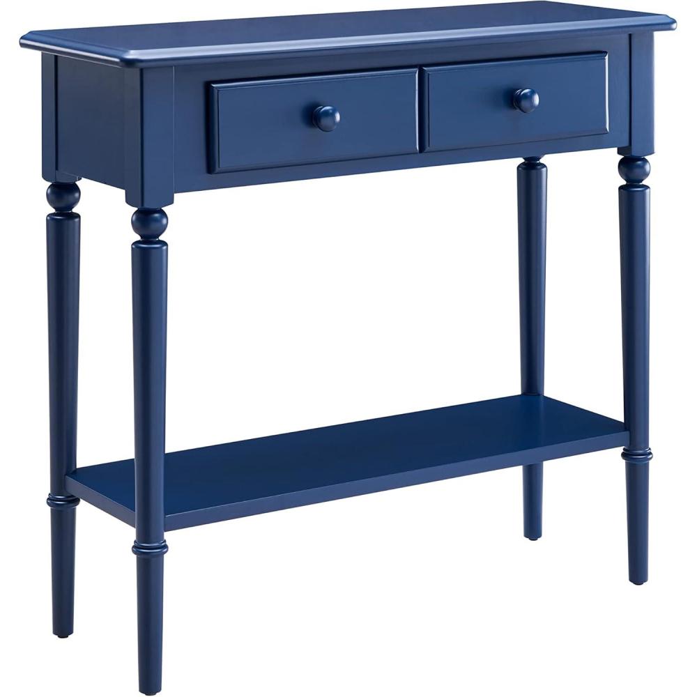 imageLeick Home Coastal Console Table Solid Wood with Drawer and Shelf for Entryways Hallways and Living Rooms Pecan Brown 20027PCNavy