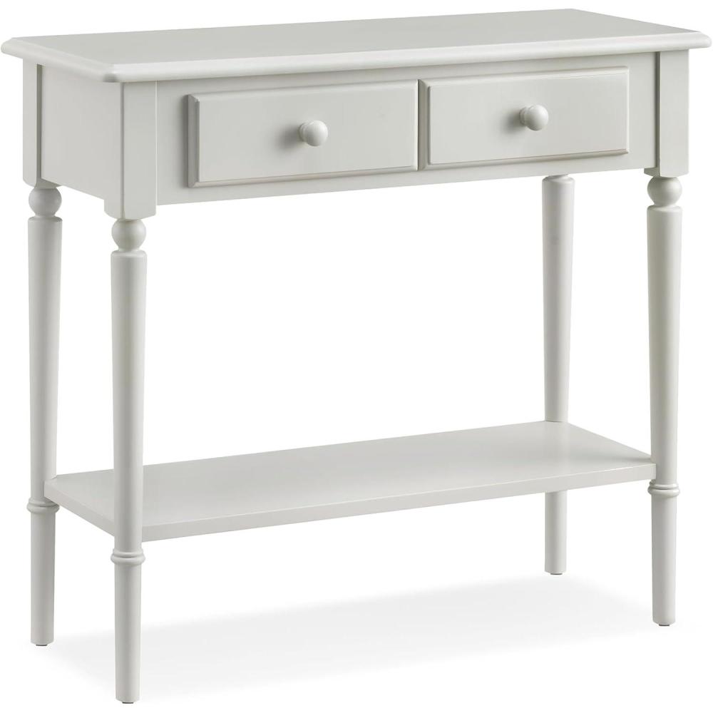 imageLeick Home Coastal Console Table Solid Wood with Drawer and Shelf for Entryways Hallways and Living Rooms Pecan Brown 20027PCOrchid White
