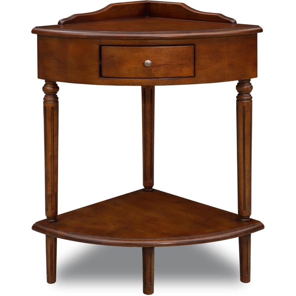 imageLeick Home Coastal Console Table Solid Wood with Drawer and Shelf for Entryways Hallways and Living Rooms Pecan Brown 20027PCPecan