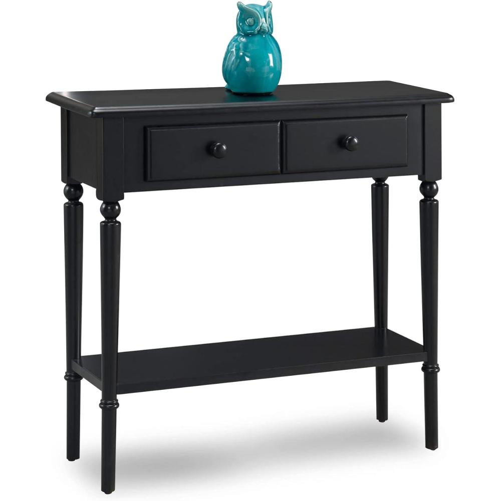 imageLeick Home Coastal Console Table Solid Wood with Drawer and Shelf for Entryways Hallways and Living Rooms Pecan Brown 20027PCSwan Black