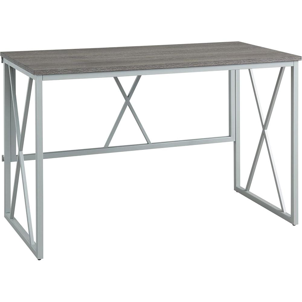 imageLeick Home Collapsible X Writing Computer Desk Space Saving for Bedroom Home Office Small Spaces Fully Assembled in Weathered WoodSatin Nickel 70002WWNK