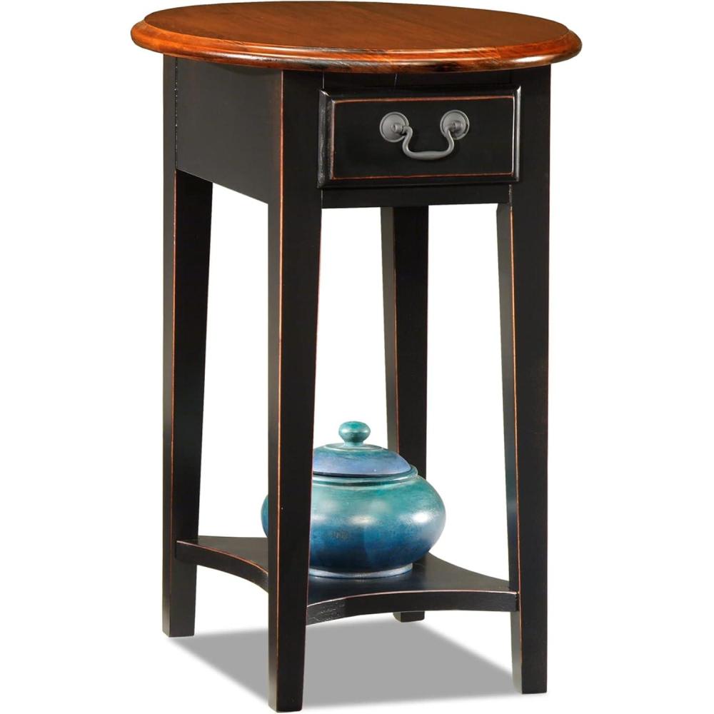 imageLeick Home Haven Ridge End Table Solid Wood 1 Storage Drawer Bottom Display Shelf Narrow EasyAssembly Medium Oak 240 in L x 100 in W x 240 in H 9017MEDSlate