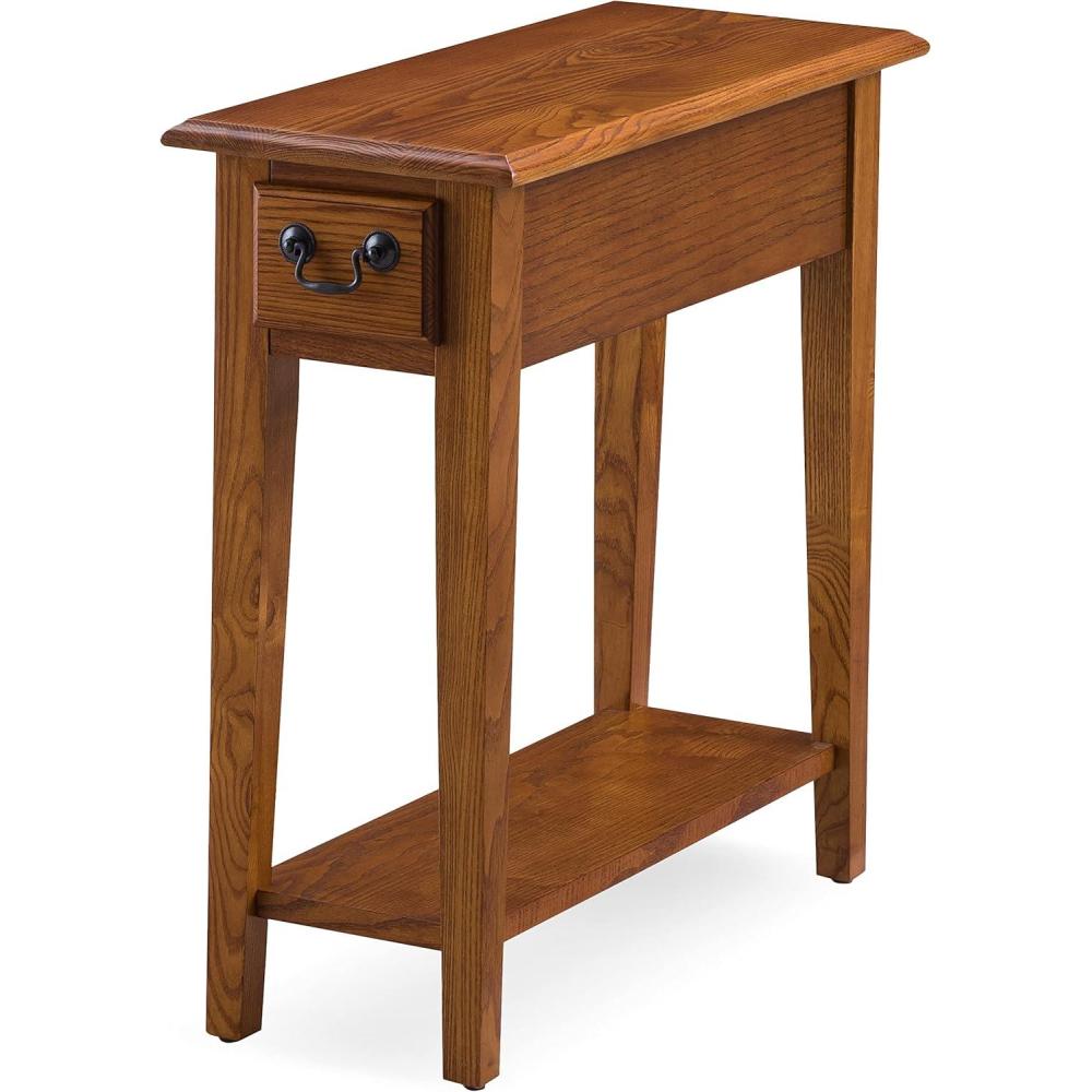 imageLeick Home Haven Ridge End Table Solid Wood 1 Storage Drawer Bottom Display Shelf Narrow EasyAssembly Medium Oak 240 in L x 100 in W x 240 in H 9017MEDMedium Oak  Black