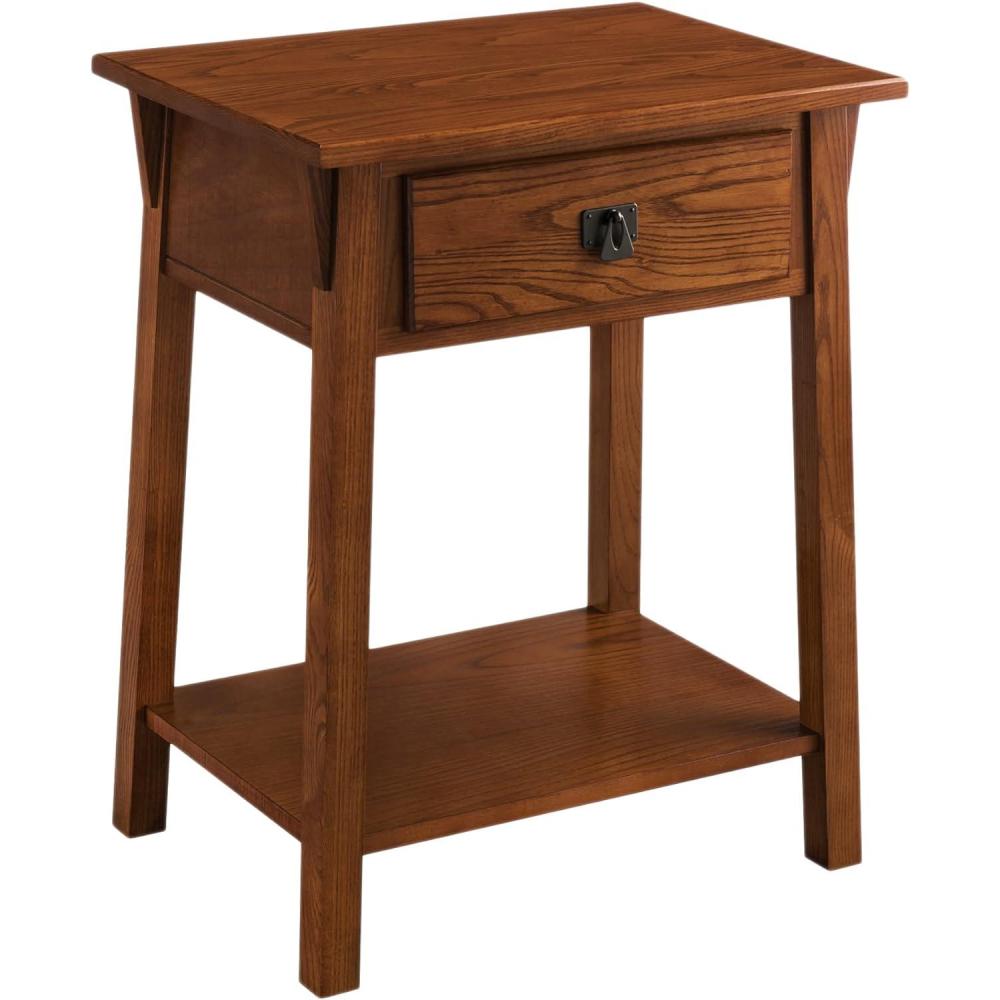 imageLeick Home Laurent Side Table Nightstand with USBC Charging Station Solid Wood Perfect for Bedrooms Living Rooms and Small Spaces 16D x 24W x 28H Chocolate Cherry BrownRusset  Blackened