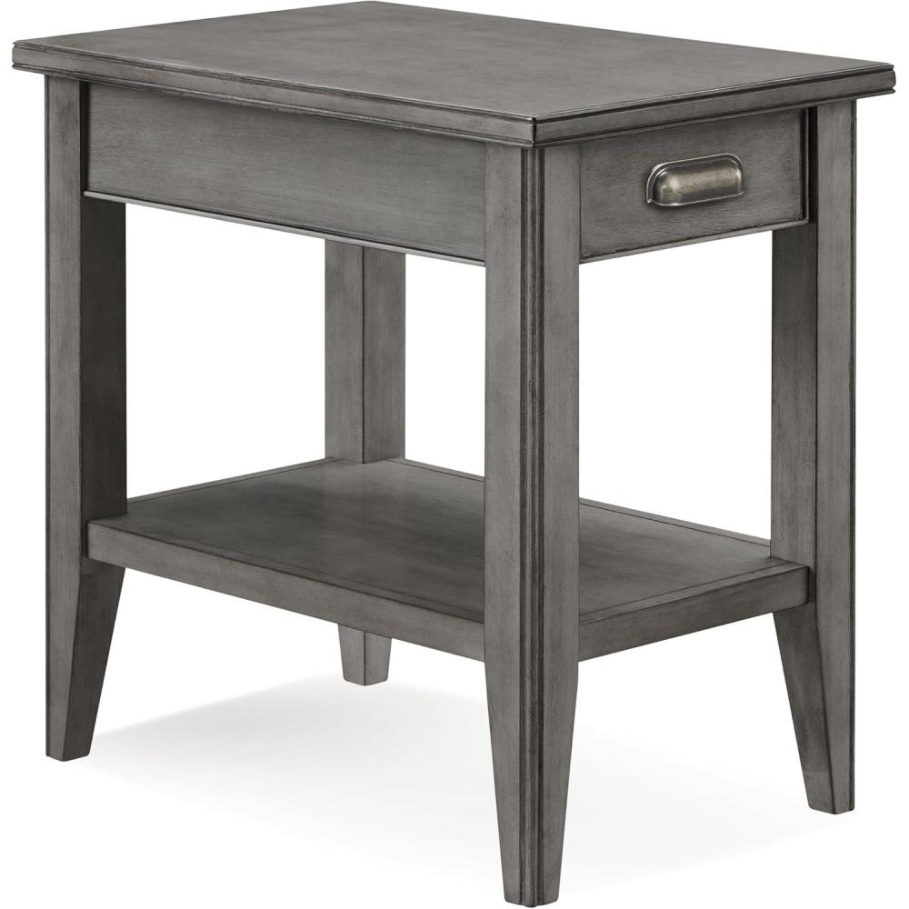 imageLeick Home Mission End Table Solid Wood 1 Storage Drawer Bottom Display Shelf Narrow EasyAssembly For Living RoomBedroom Russet 240 in L x 150 in W x 240 in H 9059RSSmoke Gray
