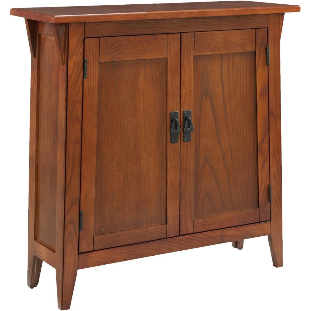 imageLeick Home Mission Hall Console Table Solid Wood 2Door Storage with 1 Interior Shelf Slim Profile Easy Assembly Russet Brown 30 in L x 11 in D x 30 in H Small Entryway Cabinet 10001RSRusset