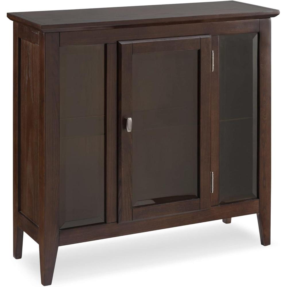 imageLeick Home Mission Hall Console Table Solid Wood 2Door Storage with 1 Interior Shelf Slim Profile Easy Assembly Russet Brown 30 in L x 11 in D x 30 in H Small Entryway Cabinet 10001RSChocolate Oak
