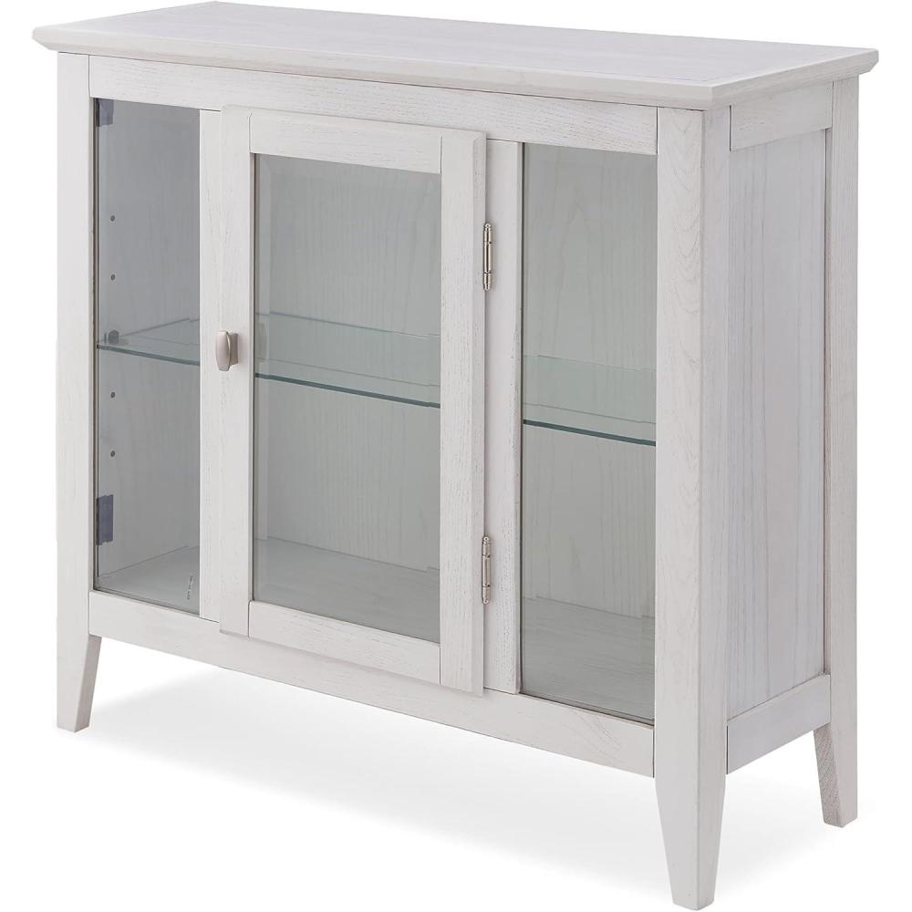 imageLeick Home Mission Hall Console Table Solid Wood 2Door Storage with 1 Interior Shelf Slim Profile Easy Assembly Russet Brown 30 in L x 11 in D x 30 in H Small Entryway Cabinet 10001RSWeathered White