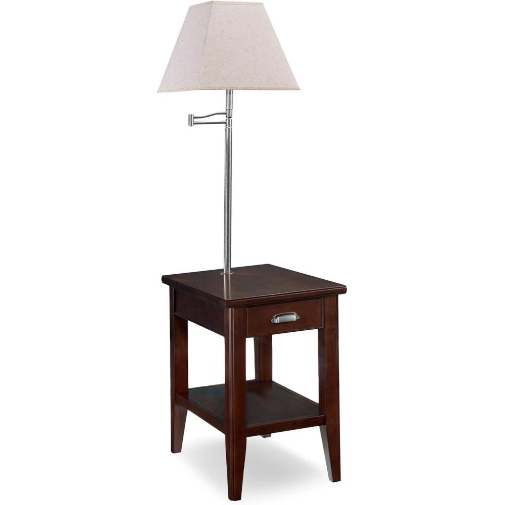 imageLeick Home Shaker End Table Solid Wood with Storage Door for Living Rooms and Small Spaces Medium Oak 10030MEDChocolate Cherry