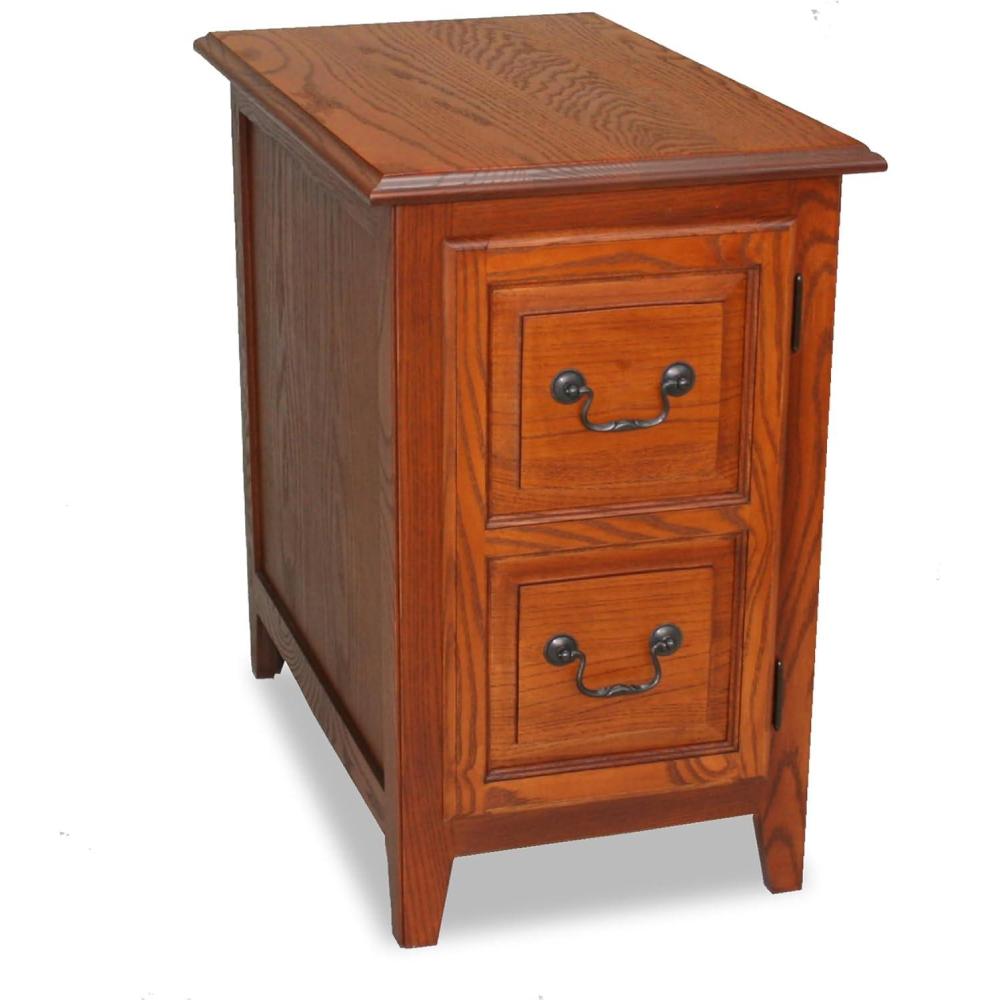 imageLeick Home Shaker End Table Solid Wood with Storage Door for Living Rooms and Small Spaces Medium Oak 10030MEDMedium Oak