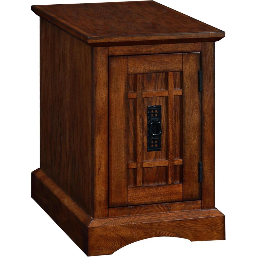 imageLeick Home Shaker End Table Solid Wood with Storage Door for Living Rooms and Small Spaces Medium Oak 10030MEDMission Oak