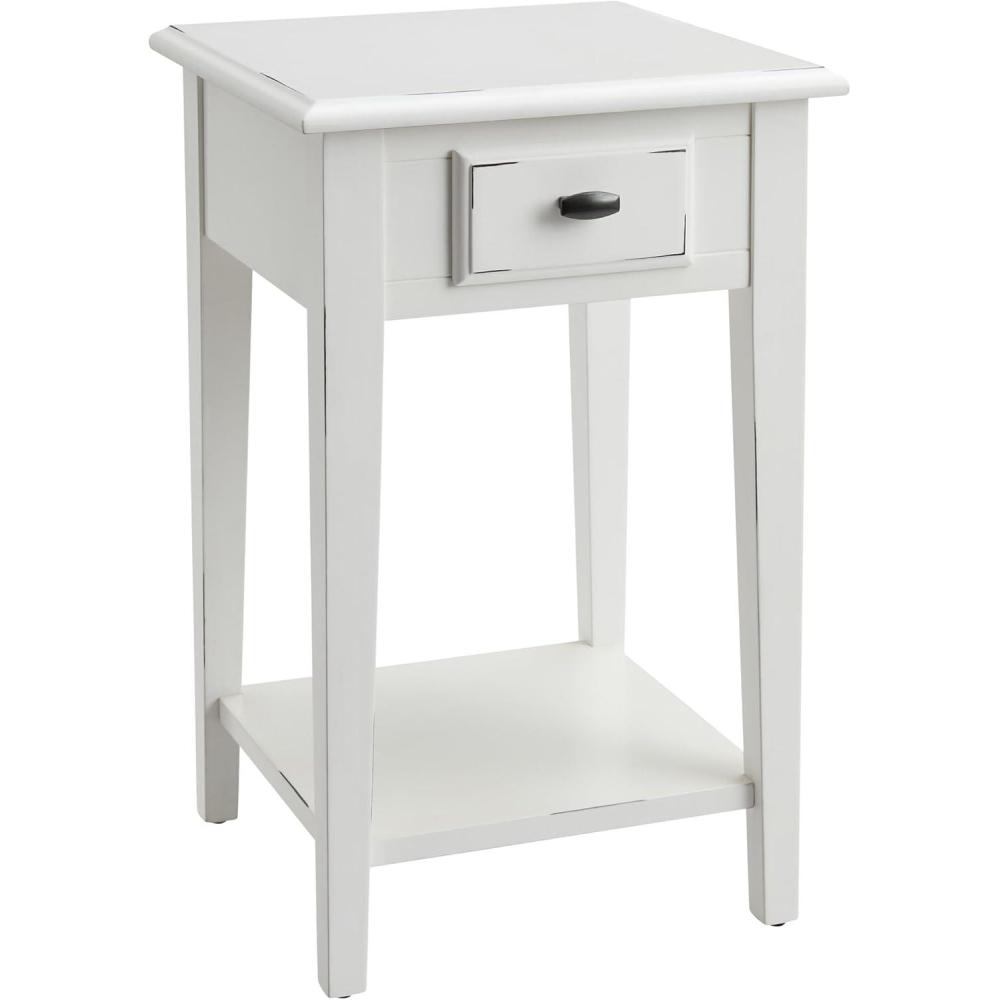 imageLeick Home Shaker End Table Solid Wood with Storage Door for Living Rooms and Small Spaces Medium Oak 10030MEDWhite