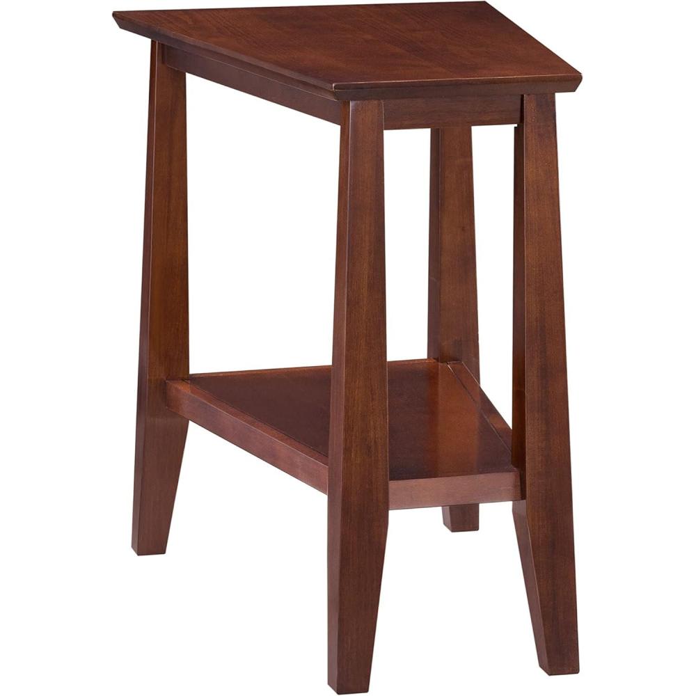 imageLeick Home Slate End Table Solid Wood Narrow Wedge Shape Slate Tile Insets Bottom Display Shelf EasyAssembly Rustic Oak 235 in L x 17 in W x 24 in H 10056Sienna