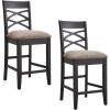imageLeick Home 10086BBHG Upholstered Back Counter Height Stool with Wood Base Set of 2 for Kitchen Counters and Islands Blackbean and Gray WashHeather GrayDapple Gray