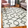 imageLeick Home 594465 Rixelle Soft Shag Geo Modern Rug IvoryCharcoal Living Room Bedroom Area Rug Rectangle 39 x 5939 x 59 Rectangular