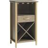 imageLeick Home 9061SL Mission Wine Stand with Glass and Bottle Storage Two Drawer for Buffet Dining Room Living Room Kitchen Slate Black FinishDune