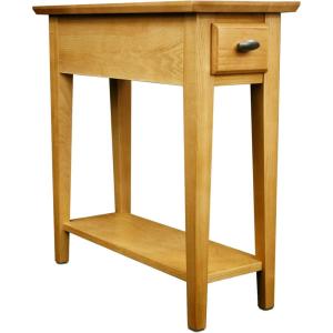 Haven Ridge Solid Wood Side Table with Built-In Swing Arm Lamp and Drawer, Medium Oak Brown, Perfect for Entryways, Living Rooms, and Small Spaces – Leick Home, 9037-MED(Desert Sands)