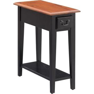 Haven Ridge Solid Wood Side Table with Built-In Swing Arm Lamp and Drawer, Medium Oak Brown, Perfect for Entryways, Living Rooms, and Small Spaces – Leick Home, 9037-MED(Medium Oak/Black)
