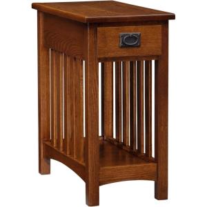 Haven Ridge Solid Wood Side Table with Built-In Swing Arm Lamp and Drawer, Medium Oak Brown, Perfect for Entryways, Living Rooms, and Small Spaces – Leick Home, 9037-MED(Medium Oak / Blackened)