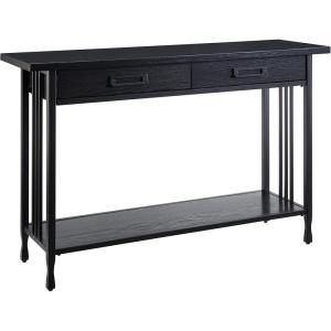Ironcraft Solid Wood and Metal Console Table with Shelf, Mission Oak and Black, Perfect for Entryways, Hallways, and Living Rooms – Leick Home, 11232(Black Wash)