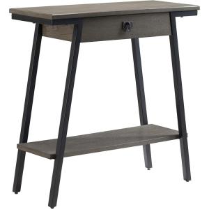 Ironcraft Solid Wood and Metal Console Table with Shelf, Mission Oak and Black, Perfect for Entryways, Hallways, and Living Rooms – Leick Home, 11232(Grey)