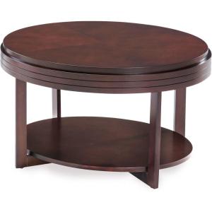 Leick Coastal Oval Coffee Table with Shelf, Orchid White(Chocolate Cherry)