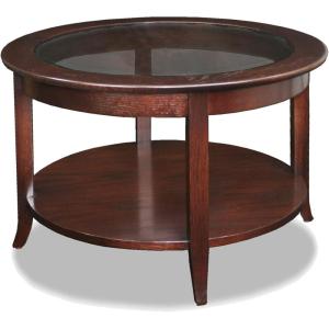 Leick Coastal Oval Coffee Table with Shelf, Orchid White(Chocolate Oak)