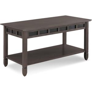 Leick Home 10055-RS Mission Coffee Table for Living Room, Two Drawers and Shelf, Made with Solid Wood, Russet Finish(Smoke Gray / Black Slate)