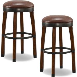 Leick Home 10145-BLGL Upholstered Back Bar Stool Height with Steel Base, Set of 2, for Elevated Kitchen Counters, High Top Tables, and Bars, Gray/Black(Sable)