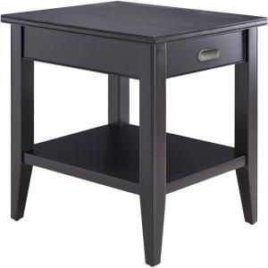 Leick Home 10907 Slatestone One Drawer Rustic Oak End Table, Distressed Rustic Oak(Black)
