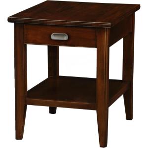 Leick Home 10907 Slatestone One Drawer Rustic Oak End Table, Distressed Rustic Oak(Chocolate Cherry)