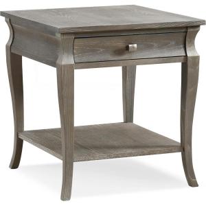Leick Home 10907 Slatestone One Drawer Rustic Oak End Table, Distressed Rustic Oak(Grey)